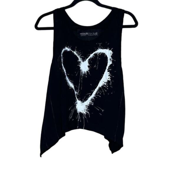 Your Eyes Lie Black Tank Crop Top, White Heart Graphic Tee - Picture 7 of 7